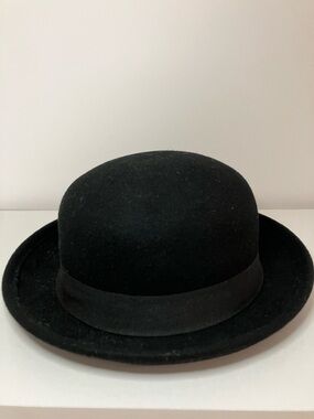 Classic Black Bowler Hat 100% Wool